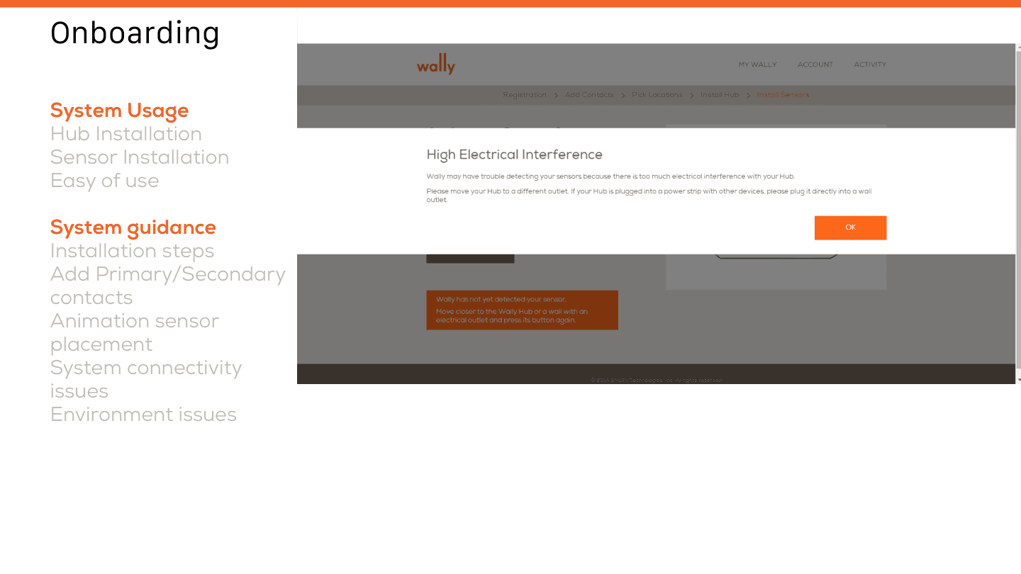 WallyHome — Hub and sensor screens